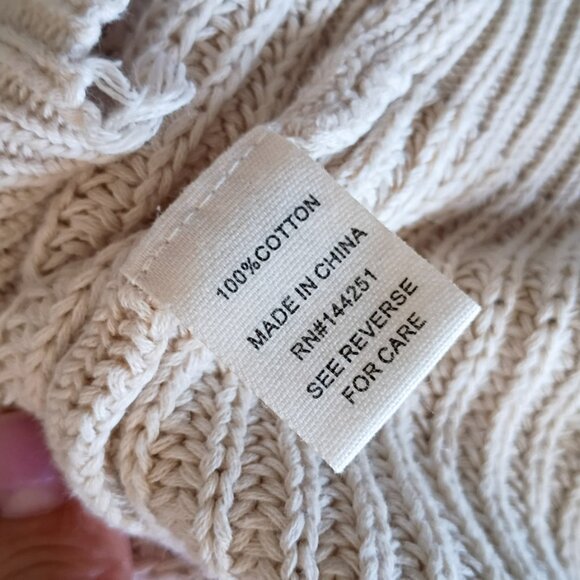 Jessica Simpson Distressed Cropped Knit Sweater | Cream/Tan | Size XS - Picture 8 of 8